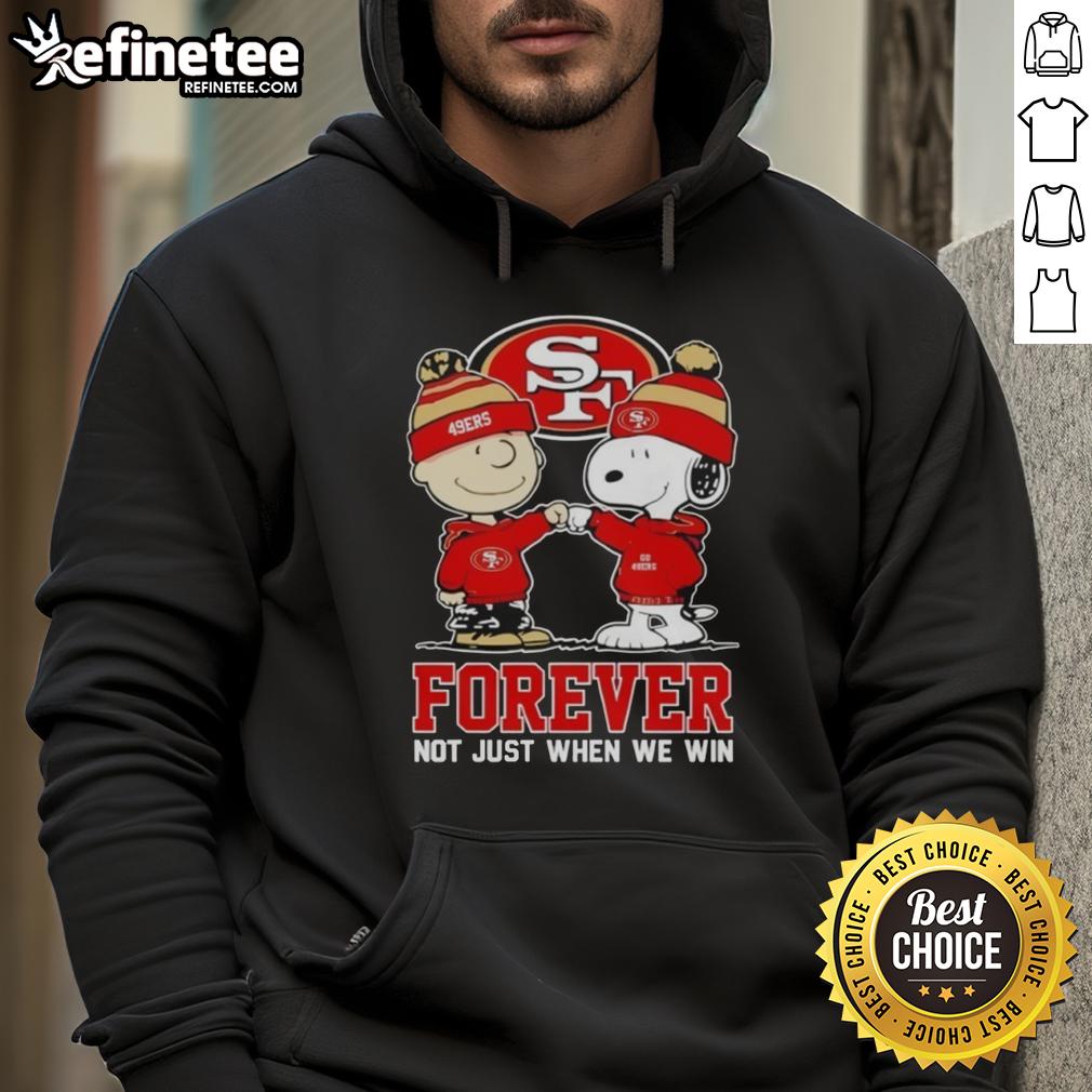 official-san-francisco-49ers-x-charlie-brown-vs-snoopy-forever-not-just-when-we-win-hoodie Alt Text: Official San Francisco 49ers X Charlie Brown Vs Snoopy hoodie featuring 'Forever Not Just When We Win' slogan.