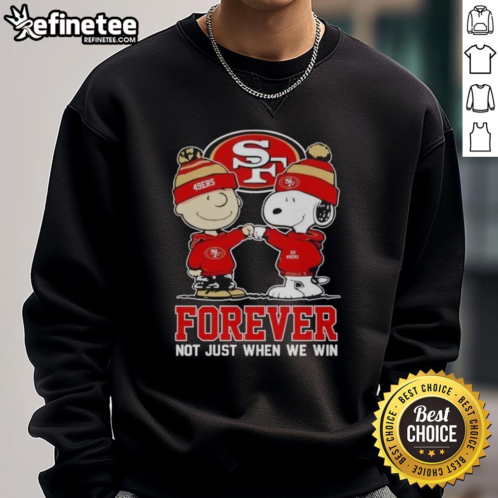 official-san-francisco-49ers-x-charlie-brown-vs-snoopy-forever-not-just-when-we-win-sweatshirt Alt Text: Official San Francisco 49ers X Charlie Brown sweatshirt featuring Snoopy with 'Forever, Not Just When We Win' design.