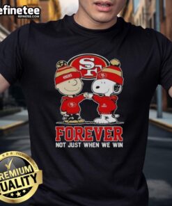 Official San Francisco 49ers x Charlie Brown vs Snoopy Forever T-Shirt, perfect for fans celebrating every game day.