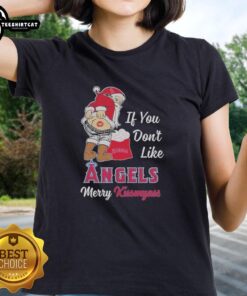 Official Santa Claus 'If You Don't Like Los Angeles Angels, Merry Kiss My Ass' sweater for ladies, perfect for holiday cheer.