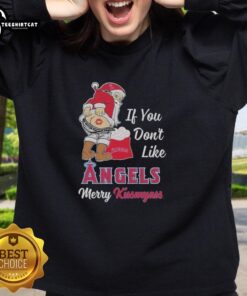 Santa Claus in a Merry Kiss My Ass sweatshirt for Los Angeles Angels fans, perfect for holiday cheer.
