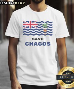 Official Save Chagos Campaign T-Shirt featuring a vibrant design advocating for Chagos Islands' environmental protection.