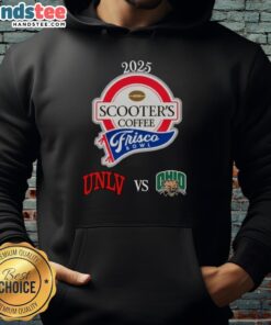 UNLV vs. Ohio Bobcats hoodie from Official Scooters Coffee for Frisco Bowl, featuring team logos and vibrant colors.