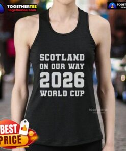 Scotland On Our Way 2026 World Cup tank top featuring a vibrant design, perfect for fans celebrating the tournament.