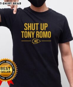 Official Shut Up Tony Romo KC T-Shirt featuring bold graphics for Kansas City fans, perfect for game day wear.