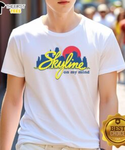 Alt Text: Official Skyline Chili Always On My Mind Logo T-Shirt featuring iconic Skyline Chili logo on a stylish shirt.