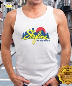 Official Skyline Chili Always On My Mind logo tank top featuring vibrant design and comfortable fit for fans.