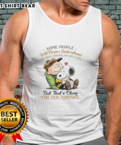 Official Snoopy and Charlie Brown tank top featuring the quote on dog love, perfect for pet lovers and Peanuts fans.
