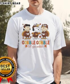 Official Snoopy and Friends Thanksgiving T-Shirt featuring turkey design, perfect for Gobble Gobble Till You Wobble celebrations.