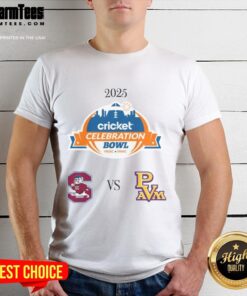 Official South Carolina State Bulldogs vs Prairie View A&M Panthers 2025 Celebration Bowl T-Shirt design featuring team logos.