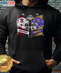 Alt Text: 2025 cricket celebration hoodie featuring South Carolina State Bulldogs vs Prairie View AM Panthers logo.