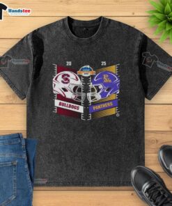 Alt Text: Official South Carolina State Bulldogs vs Prairie View A&M Panthers 2025 Cricket Celebration Helmet T-Shirt design.