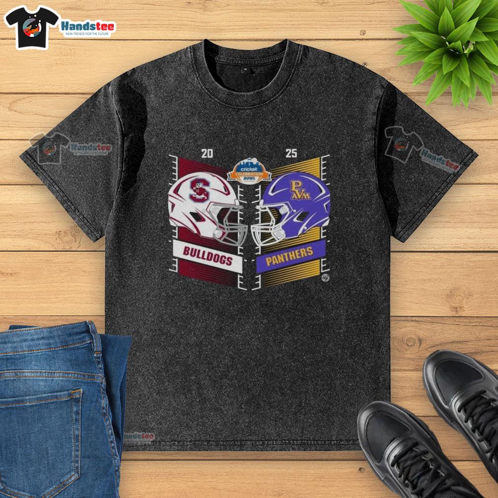 official-south-carolina-state-bulldogs-vs-prairie-view-am-panthers-2025-cricket-celebration-helmet-washed-t-shirt Alt Text: Official South Carolina State Bulldogs vs Prairie View A&M Panthers 2025 Cricket Celebration Helmet T-Shirt design.