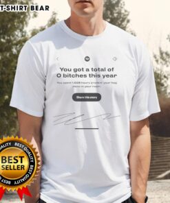 Official Spotify You Got A Total Of 0 Bitches This Year T-Shirt in black, perfect for music lovers and humor enthusiasts.