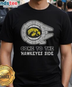 Alt Text: Official Star Wars Come To The Iowa Hawkeyes Side T-Shirt featuring iconic characters and team colors for fans.