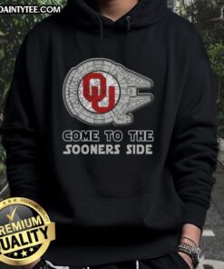 Alt Text: Official Star Wars Come to the Oklahoma Sooners Side Hoodie featuring iconic designs and team colors.