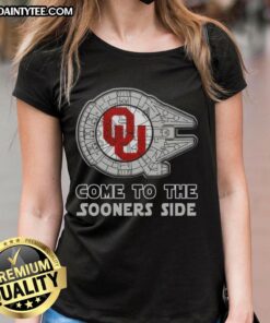 Official Star Wars Come to the Oklahoma Sooners Side Ladies Tee featuring vibrant graphics and comfy fit for fans.