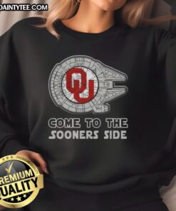 Official Star Wars Come to the Oklahoma Sooners Side Sweatshirt featuring iconic graphics and team colors.