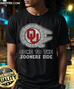 Official Star Wars Come To The Oklahoma Sooners Side T-Shirt featuring iconic characters and team colors for fans.