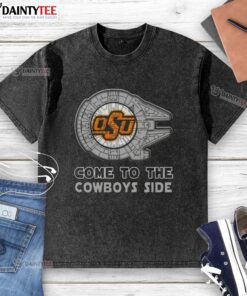 Official Star Wars Come to the Oklahoma State Cowboys Side Washed T-Shirt featuring vintage design and team colors.