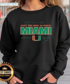 Official Still the Best in State Miami Hurricanes football sweatshirt in green with logo, perfect for fans and game days.