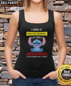 Official Stitch 'I Work At Dollar General, Im Not Arguing, Im Explaining' Tank Top with vibrant graphics