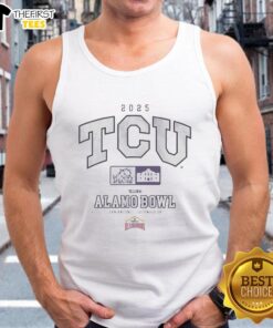 Official TCU Horned Frogs 2025 Valero Alamo Bowl tank top featuring team colors and logo, perfect for game day.