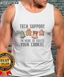 Funny Christmas tank top featuring 'Delete Your Cookies' design, perfect for tech support fans during the holiday season.