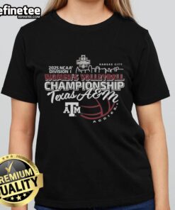 Alt Text: Official Texas A&M Aggies 2025 NCAA Division I Women's Volleyball Championship Final Four Bound Ladies Tee design.