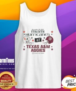 Alt Text: Texas A&M Aggies vs Miami Hurricanes 2025 CFP First Round Matchup helmet tank top showcasing team spirit.