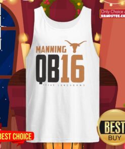 Official Texas Longhorns Manning QB 16 tank top featuring vibrant team colors and logo, perfect for fans and athletes.