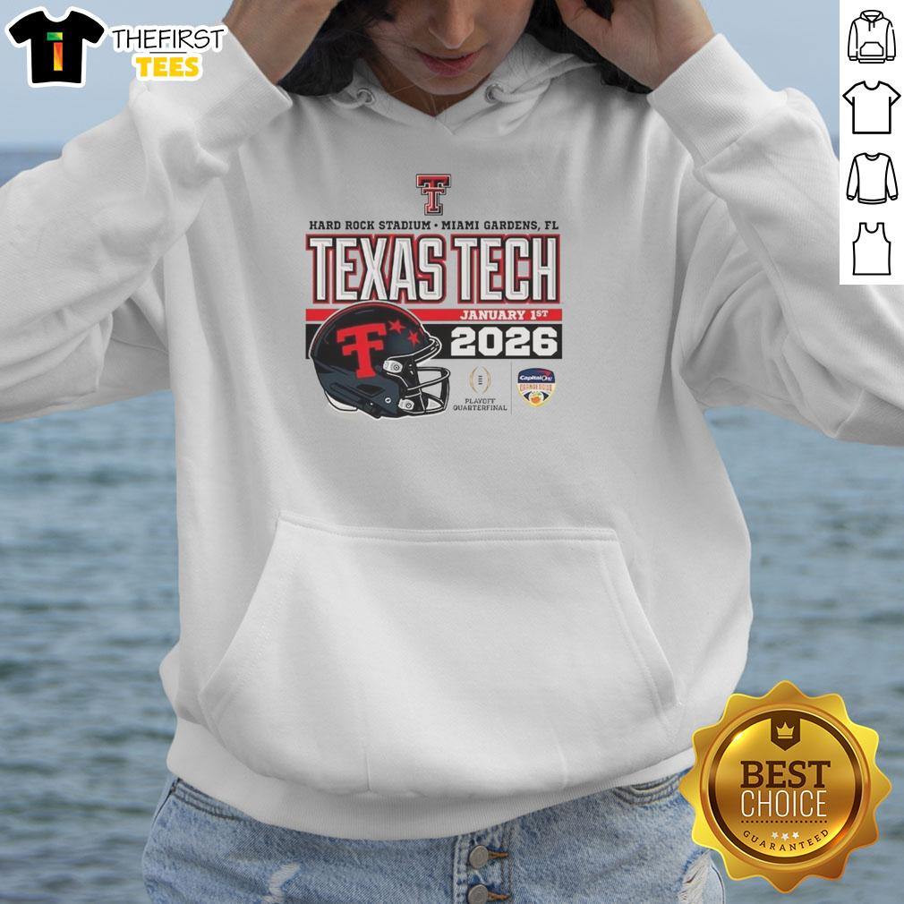 official-texas-tech-red-raiders-january-2026-cfp-hard-rock-stadium-helmet-hoodie Alt Text: Official Texas Tech Red Raiders hoodie featuring CFP design, perfect for fans attending games at Hard Rock Stadium.