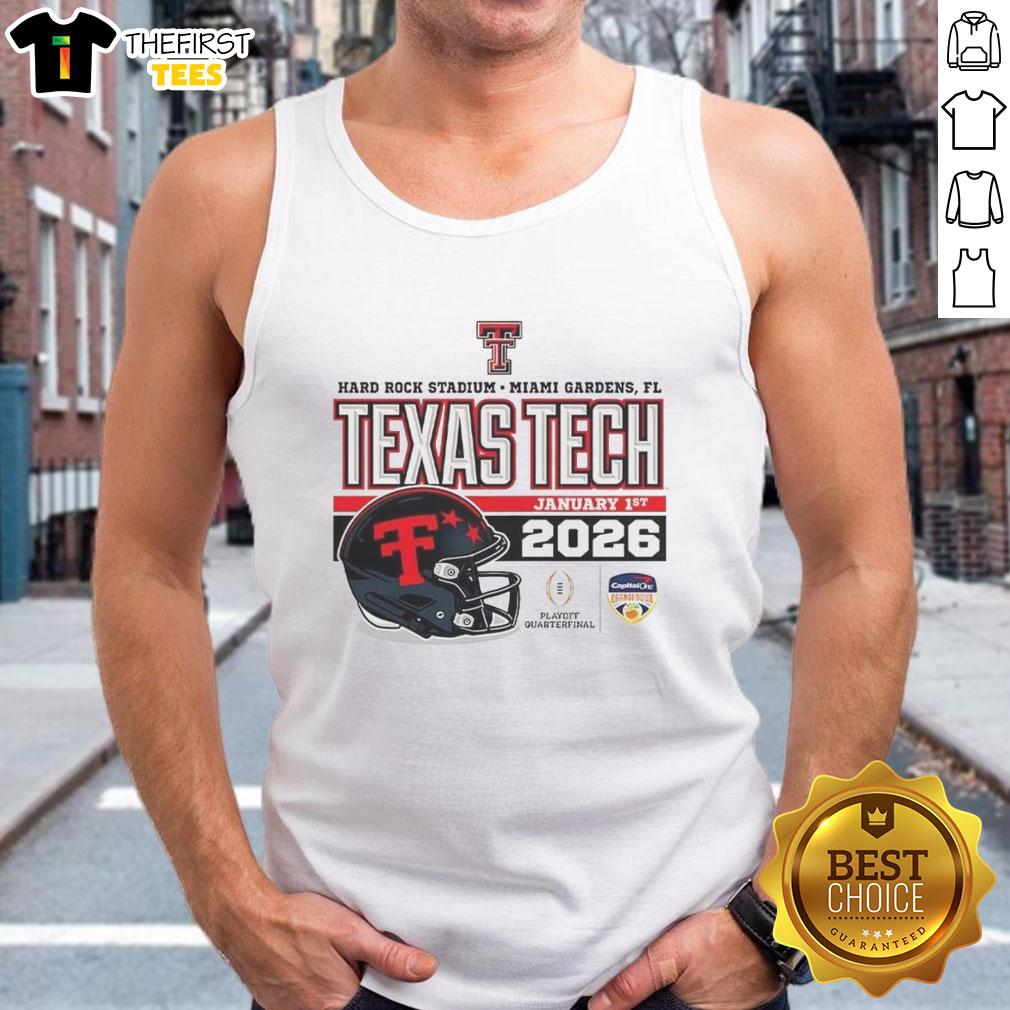 official-texas-tech-red-raiders-january-2026-cfp-hard-rock-stadium-helmet-tank-top Official Texas Tech Red Raiders January 2026 CFP tank top featuring a helmet design at Hard Rock Stadium.