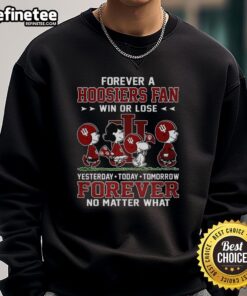 Alt Text: Official Peanuts Forever Indiana Hoosiers fan sweatshirt celebrating loyalty win or lose, perfect for fans.