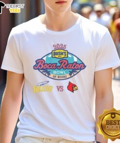 Official Toledo Rocket Vs Louisville Cardinals 2025 Boca Raton Bowl Matchup T-Shirt featuring team logos and vibrant design.