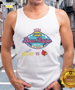 Official Toledo Rockets vs Louisville Cardinals 2025 Boca Raton Bowl Matchup tank top showcasing team logos and vibrant design.