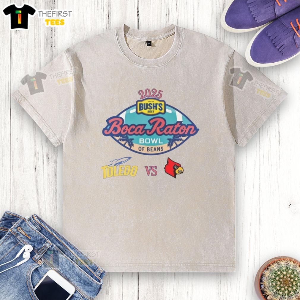 official-toledo-rocket-vs-louisville-cardinals-2025-boca-raton-bowl-matchup-washed-t-shirt Official Toledo Rocket vs Louisville Cardinals 2025 Boca Raton Bowl matchup washed t-shirt design featuring team logos.