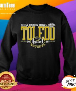 Official Toledo Rockets 2025 Boca Raton Bowl logo sweatshirt featuring vibrant team colors and design.