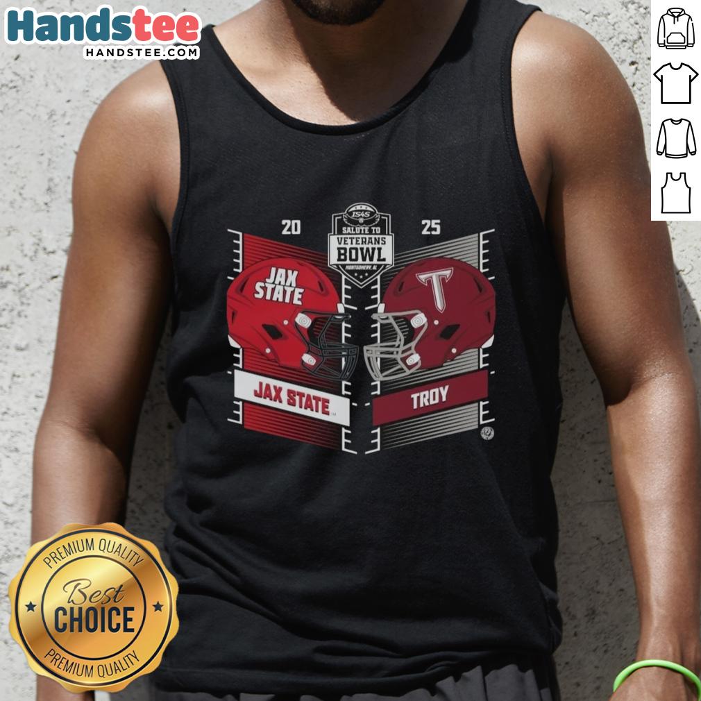 official-troy-trojans-vs-jacksonville-state-gamecocks-2025-salute-to-veterans-bowl-head-to-heat-helmet-tank-top Official Troy Trojans vs Jacksonville State Gamecocks 2025 Salute to Veterans Bowl helmet tank top design.