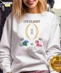 Official Tulane Green Wave vs Ole Miss Rebels 2025 College Football Playoff matchup sweatshirt featuring vibrant team logos.