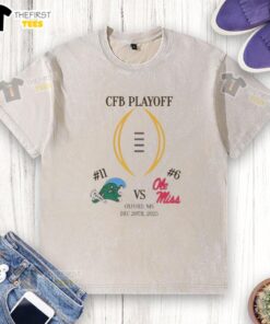 Official Tulane Green Wave vs Ole Miss Rebels 2025 College Football Playoff matchup washed t-shirt design