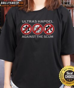 Official Ultras Hapoel Against The Scum Ladies Tee, featuring bold graphics and team colors for passionate fans.