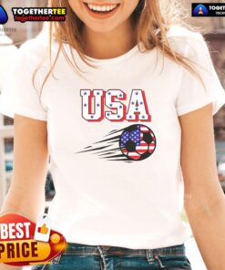 Official USA Soccer Fan Ladies Tee featuring a stylish design, perfect for supporting the team at games or casual outings.