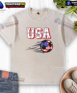 Official USA Soccer Fan Washed T-Shirt in red, featuring the USA soccer logo and a comfortable, casual fit.