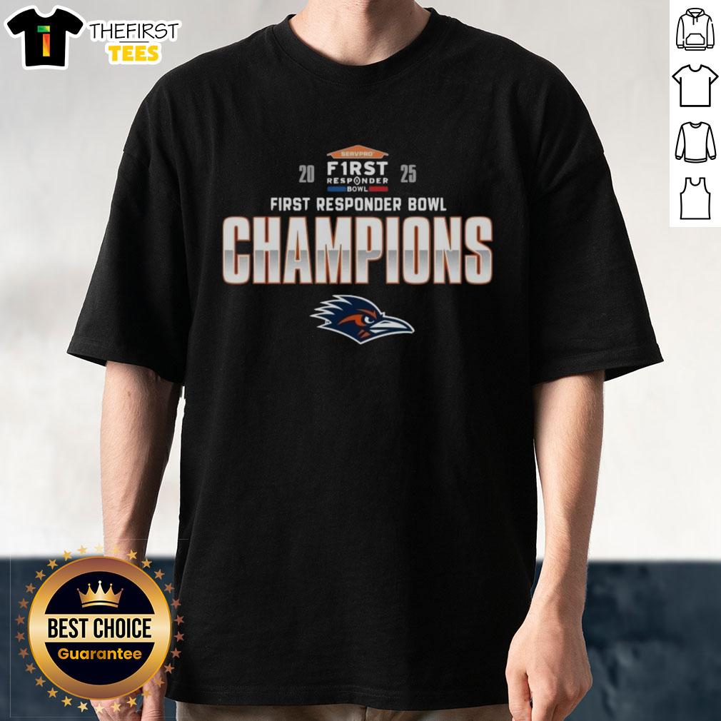 official-utsa-roadrunners-2025-first-responder-bowl-t-shirt Official UTSA Roadrunners 2025 First Responder Bowl T-Shirt featuring bold team logo and vibrant design.
