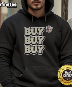 Alt Text: Official Voodoo Token Buy Buy Buy Hoodie featuring vibrant graphics and a cozy design for crypto enthusiasts.