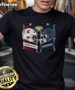 Official Washington State Cougars vs Utah State Aggies 2025 Famous Idaho Potato Bowl helmet T-shirt design.