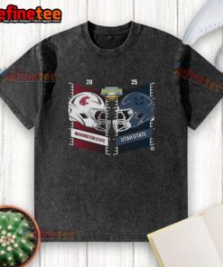 Official Washington State Cougars vs Utah State Aggies 2025 Famous Idaho Potato Bowl helmet washed T-shirt design.