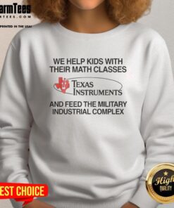 Alt Text: Cozy Texas Instruments sweatshirt promoting support for kids in their math classes, perfect for students and parents.