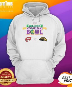 Official Western Kentucky Hilltoppers vs Southern Miss Golden Eagles 2025 New Orleans Bowl hoodie featuring team logos.